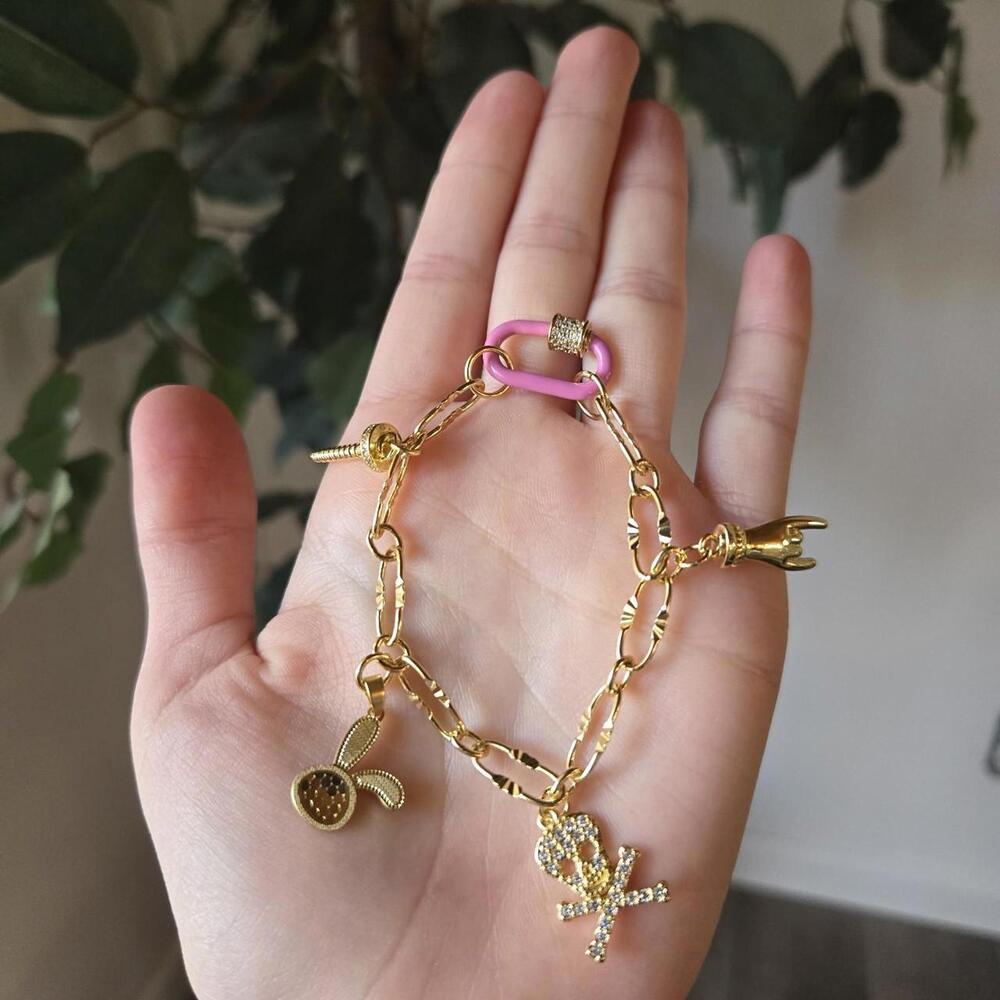 18k Gold Punk Charm Bracelet